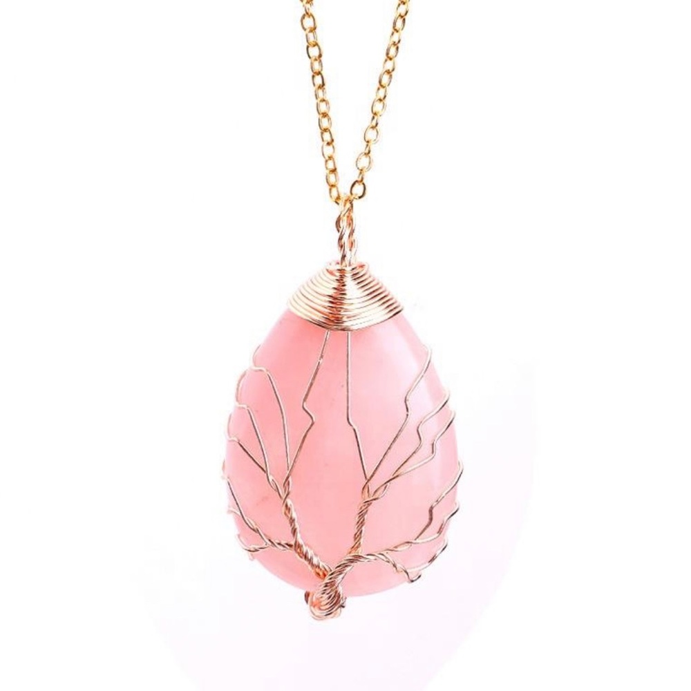 Tree of Life Rose Quartz Necklace